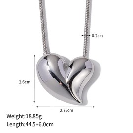 Dainty Chunky Heart Love Trendy Pendant Necklace for Women Minimalist Stainless Steel 18k Gold Plated Heart Charm Adjustable Chain Choker Necklaces Fashion Jewelry Christmas Valentines Day Gifts for Her Bff 18" (silver)