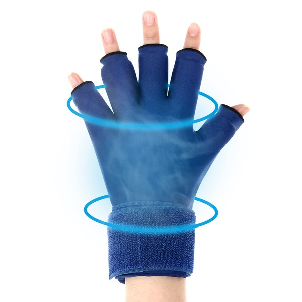 Luguiic Finger Arthritis Compression Ice Glove for Women and Men, Adjustable Wrist Strap Hand Wrist Ice Pack Pain Relief for Arthritis, Tendinitis, Carpal Tunnel, Cold&Heat Therapy M Blue Pack of ONE