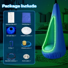 AIHSUMC Light Up Kids Pod Swing Seat, Max 260Lbs Sensory Swing for Kids with USB LED Lights（Blue）-𝗣𝗹𝗲𝗮𝘀𝗲 𝗶𝗱𝗲𝗻𝘁𝗶𝗳𝘆 “𝗔𝗶𝘀𝗲𝗻𝘀𝗼𝘀𝗵𝗼𝗽” 𝘁𝗼 𝗮𝘃𝗼𝗶𝗱 𝗯𝗲𝗶𝗻𝗴 𝗰𝗵𝗲𝗮𝘁𝗲𝗱