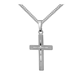 JEVELION Kreuz-Anhänger mit hochwertigem Diamantschliff für Damen, Herren und Kinder als Kettenanhänger Silber-Kreuz 925 Sterling-Silber mit Schmuck-Etui und Halskette