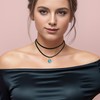 MILAKOO Boho Layered Velvet Choker Tiny Teardrop Pendant Ribbon Necklace