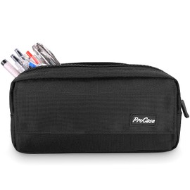 ProCase Large Capacity Simple Pencil Case with Zipper for Students and Workers Multi-functional - Black