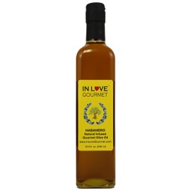 In Love Gourmet Habanero Natural Flavor Infused Olive Oil 500ML/16.9oz Spicy Habanero Oil, Spice up your Fish, Chicken, Veggies, & Pastas.