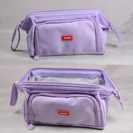 Large Pencil Case Big Capacity Pencil Bag Portable Pencil Case School Supplies Suitable for Middle High School College Students Girls Boys Teen Storage Organizer Gift (Purple)