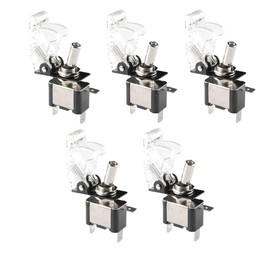 ESUPPORT Car White Cover White LED Light Rocker Toggle Switch SPST ON Off Pack of 5