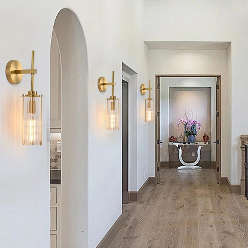 HermnJakk Modern Brass Wall Sconce,18" Gold Wall Sconces,Bathroom Vanity Light