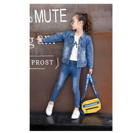 Peacolate 3-10Years Little Big Girls Spring Autumn Embroidered Paillette Sequins Butterfly Denim Jacket Kid's Top (Butterfly,5-6Years)