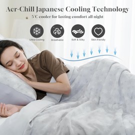 OIGAE Cooling Comforter, Japanese Q-Max 0.45 Double Sided Cooling Blankets for Hot Sleepers & Night Sweats, Lightweight Breathable Summer Blanket for Bed, Travel, Camping, Grey, King 90" x 108"
