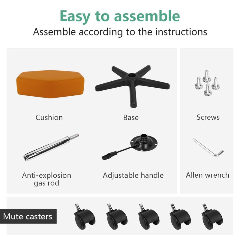 FURWOO Hexagon Rolling Stool Height Adjustable Stool with Wheels for