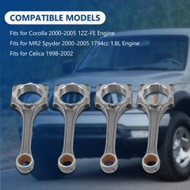CYCWER 1ZZFE 13201-29177 Engine Connecting Rods 4pcs Fit for 1998-2008 Corolla Celica GT Prizm 1ZZ-FE 1ZZ 1.8L, Replace OE 1ZZFE, 13201-29177