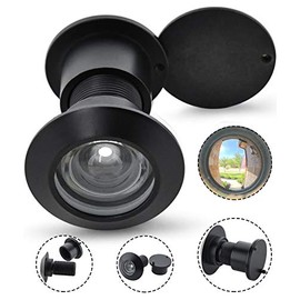 Earl Diamond - Solid Brass Door Peep Holes for Front Door, 220-Degree Door Viewer Peephole with Heavy Duty Rotating Privacy Peephole Cover for 1-21/32" to 2-1/8" Doors for Home Office Hotel, Black