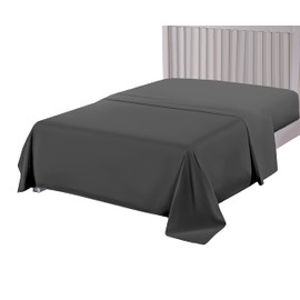 500 Thread Count Pure Egyptian Cotton Super Soft Hotel Quality Flat Sheet (Grey, Double)