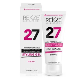 REKZE 27 Anti-Hair Loss & Hair Growth Stimulating Styling Gel Strong, Breakthrough With Capixyl, Argan Oil, Caffeine, Keratin, Proline For Men & Women, Strengthens Hair, Reduces Breakage