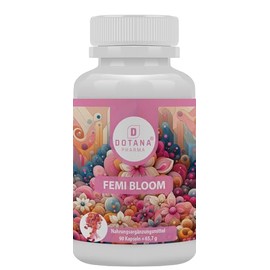 Femi Bloom Nachtkerzenöl Kapseln - 1500mg mit Gamma-Linolensäure & Linolsäure + Vitamin E - 90 Kapseln - Nahrungsergänzungsmittel für Frauen - Made in Germany - DOTANA PHARMA