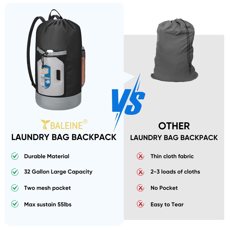 BALEINE 120L Laundry Bag Backpack, 900D Oxford Fabric Large Travel