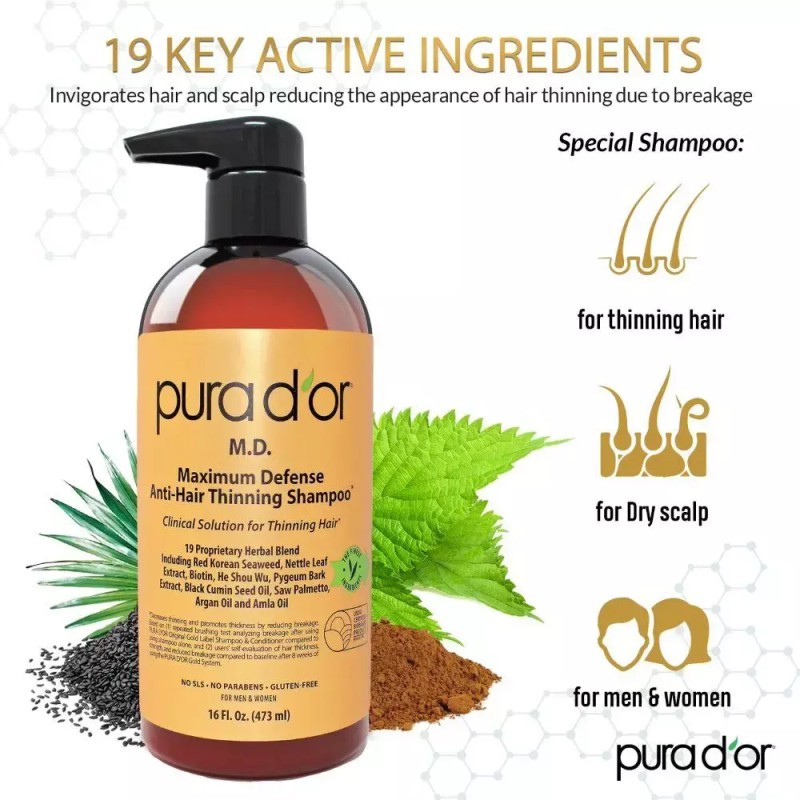 PURA D OR MD ANTI-THINNING BIOTIN 샴푸 컨디셔너 세트 (16oz
