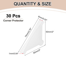 uxcell 30Pcs Triangle Glass Corner Protector, 0.24 x 2 Inch Plastic Glass Table Corner Protector Transport Corner Guard for Glass, Ceramics, Wood, and Steel(Rounded Corner, Clear)