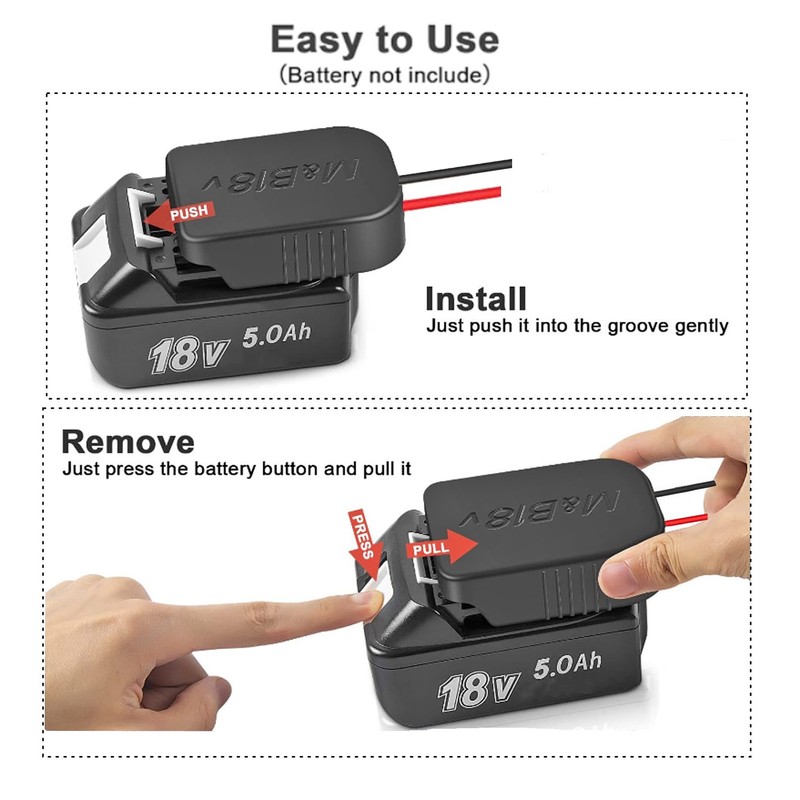 18V Battery Adapter Good Fit Lithium Battery Converter with Fuse