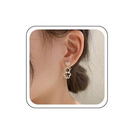 Wendalern Cute Rabbit Bear Earrings Pearl Rhinestone Panda Dangle Earrings Imitation Pearl Cluster Heart Stud Earrings Diamond Cz Bear Outline Drop Earrings Wedding Jewelry Jewelry for Women Girls