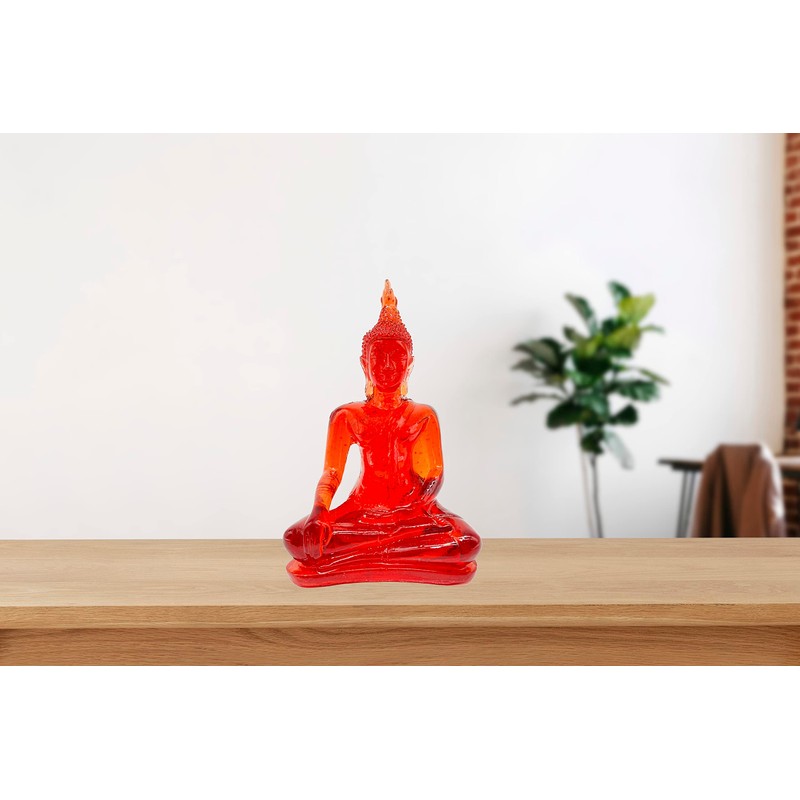 BUDDHO Buddha overcoming Temptations Buddha Statue 4" H Poly Resin