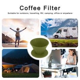 Coffee Dripper, Reusable Silicon Resin Coffee Filter Collapsible Cone Filter for Home Camping Backpacking Travel(Green)