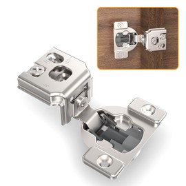 Chibery 50 Pack 1-1/4" 4D Concealed Hinges for Face Frame Door, Soft Close On/Off Switch, Self Closing, 105° Open Angle Concealed Stainless Steel Hinges for Framed Cabinet, Satin Nickel