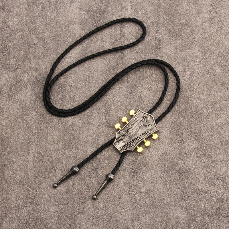 COOLLA Guitar Bolo tie Rodeo Cowboy Leather Necktie Western Bolo