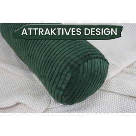 Amilian Neck Roll 40 x 15 cm - Ergonomic Pillow with Filling - Washable & Versatile - For Adults & Children - Ideal for Neck (Shadow Forest, 40 x 15 cm)