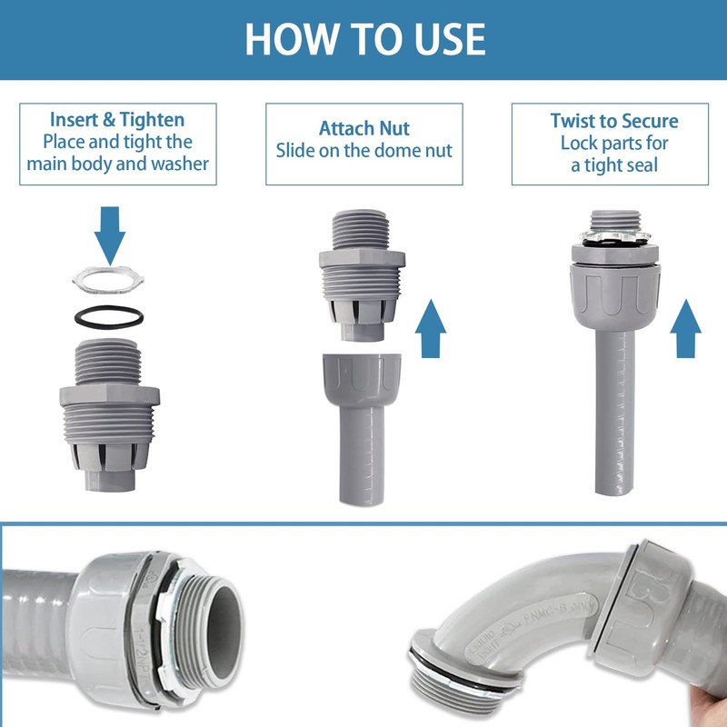 QSHFTO 1/2 Inch Liquid-Tight Conduit and Connector Kit - 25