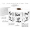 1000 Tacticai Raffle Tickets, White (8 Color Selection), Double Roll,