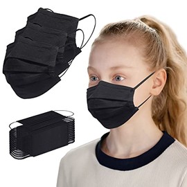 Kids Masks 100 Pcs, Black Face Mask for Kids Boys Girls, Kids Disposable Face Masks