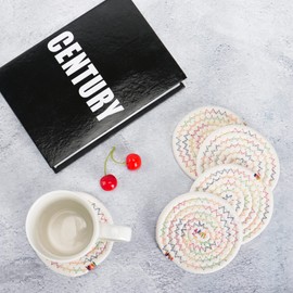 Coasters for Drinks, Vintage Woven Coasters for Table Protection, Water Absorbent Coaster Set, Handmade Braided Fabric Coasters Heat-Resistant (Colorful, 6)