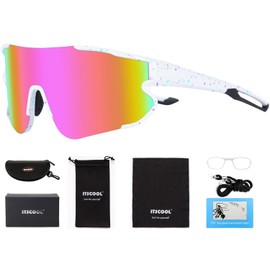 ITSCOOL Polarized Sports Sunglasses for Men Women Lightweight Softball Baseball Pickleball Cycling Glasses UV Protection White Pink