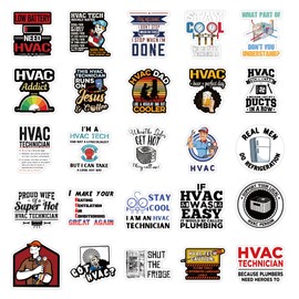 56pcs HVAC Stickers Decals Pack，Cute Cartoon Stickers Vinyl Reusable Non-Repeating Waterproof Vinyl for Kids Teens Adults，for Water Bottle Phone Laptop Guitar Scrapbook Skateboard Luggage