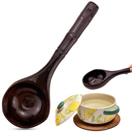 1PCS Japanese Wooden Soup Spoon,9.8in Long Handle Wooden Sauna Ladle,for Porridge Restaurant, Household, Eating Mixing Stirring Cooking for Serving Home Office