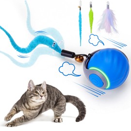 BABORUI BABORUI Interactive Cat Toy Ball - Automatic Interactive Cat Toys for Indoor Cats with 3 Tails, 2 Speeds Rechargeable Cat Enrichment Toys for Small/Medium/Large Cats to Keep Them Busy