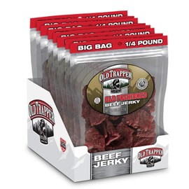 Old Trapper Old Fashioned Beef Jerky | Traditional Style Real Wood Smoked Beef Jerky | Healthy Snacks Made from 100% Top Round Steaks | 4 Ounce (Pack of 8)