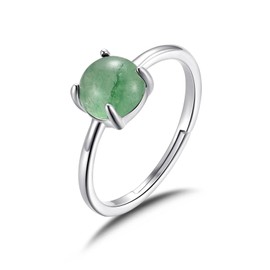 Philip Jones Green Aventurine Adjustable Ring