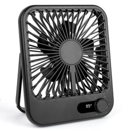 100-Speed Ultra-Quiet Desk Fan for Sleeping, 6.8" Rechargeable Portable Fan with LED Display, 180° Adjustable Head & Tripod Base - Battery/USB Powered Mini Fan for Office, Cruise, Travel (black)