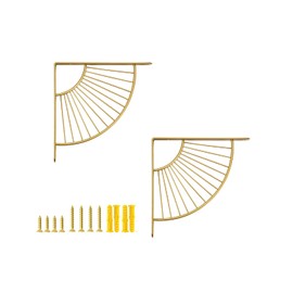 Z Metnal Small Decorative Shelf Brackets, 6 inch Brass Metal Shelves Bracket, Wall Decor, Modern Shelving Bracket for DIY Floating Shelves,Gold,2 Pcs