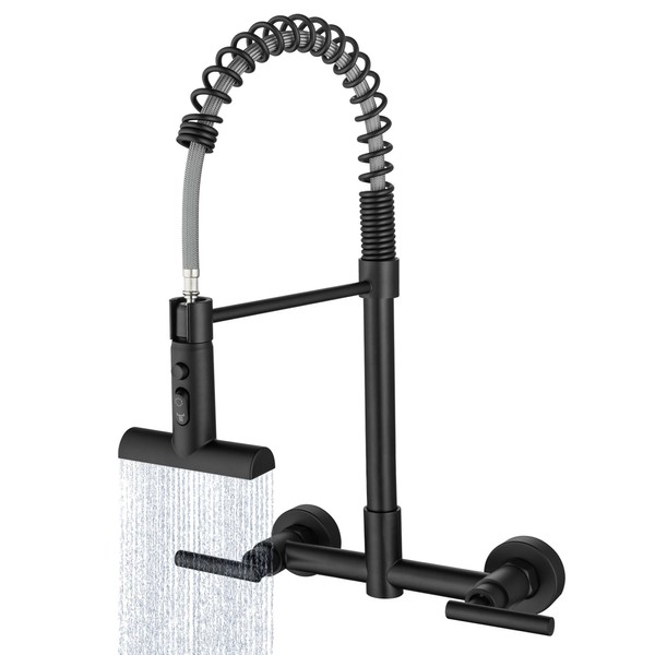 LUOGULIANG Wall Mount Kitchen Faucets, Matte Black Wall Mount Kitchen