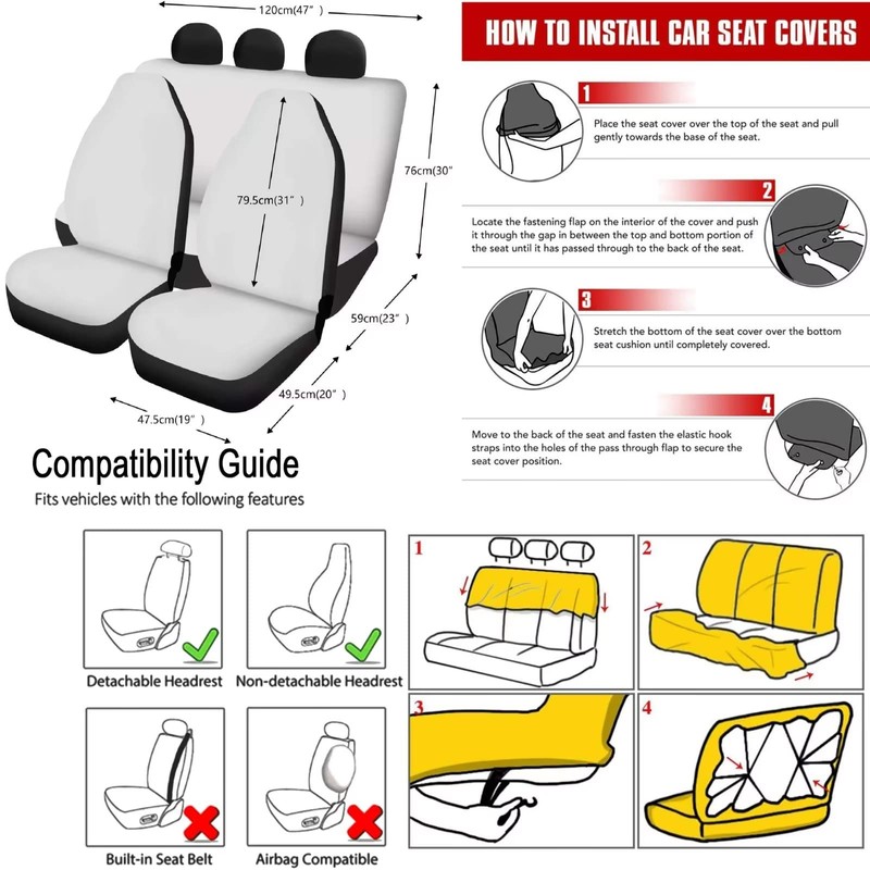 FUIBENG Western Aztec Cow Automotive Seat Cover Full Set Car