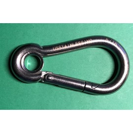 US STAINLESS Stainless Steel 316 Spring Hook with Eyelet Carabiner 5/16" (8mm) Marine Grade