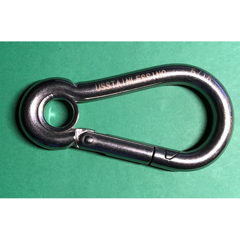 US STAINLESS Stainless Steel 316 Spring Hook with Eyelet Carabiner