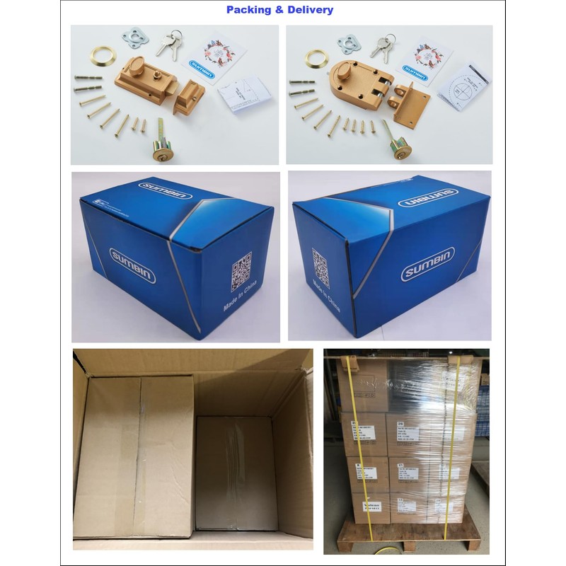 SUMBIN Night Latch Deadbolt Rim Lock,Antique Locks with Keys for