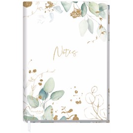 Trendstuff by Häfft Notebook A5 Lined [Gold Leaf] 124 Pages, 62 Sheets Ideal as a Diary, Bullet Journal, Idea Book, Writing Book, Sustainable and Climate Friendly