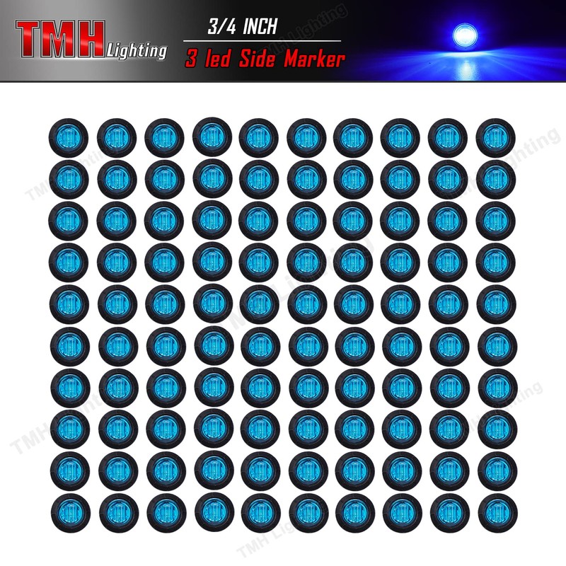 TMH 100 Pcs 3/4 Inch Round 3 LED Side Marker