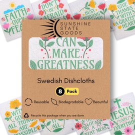 Sunshine State Goods Swedish Dishcloths - Ecofriendly Reusable Paper Towels, Biodegradable Dish Cloths - Cellulose Sponge Dish Cloths for Washing Dishes - 8 Pack (Christian Messages)