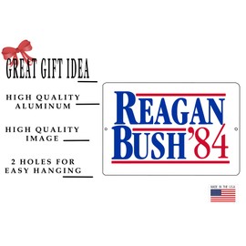 Rogue River Tactical Reagan Bush 1984 Presidential Election Republican Conservative Metal Tin Sign Wall Decor Man Cave Bar
