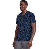 Cherokee Men and Women V-Neck Printed Top with 4 Pockets
